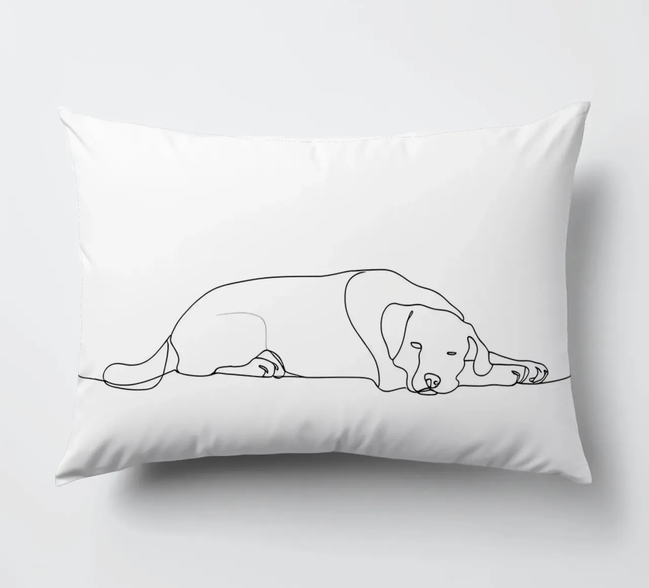 Minimalist Line Drawing of a Dog Sleeping | Modern Abstract decorative cushion by Viv Line Art