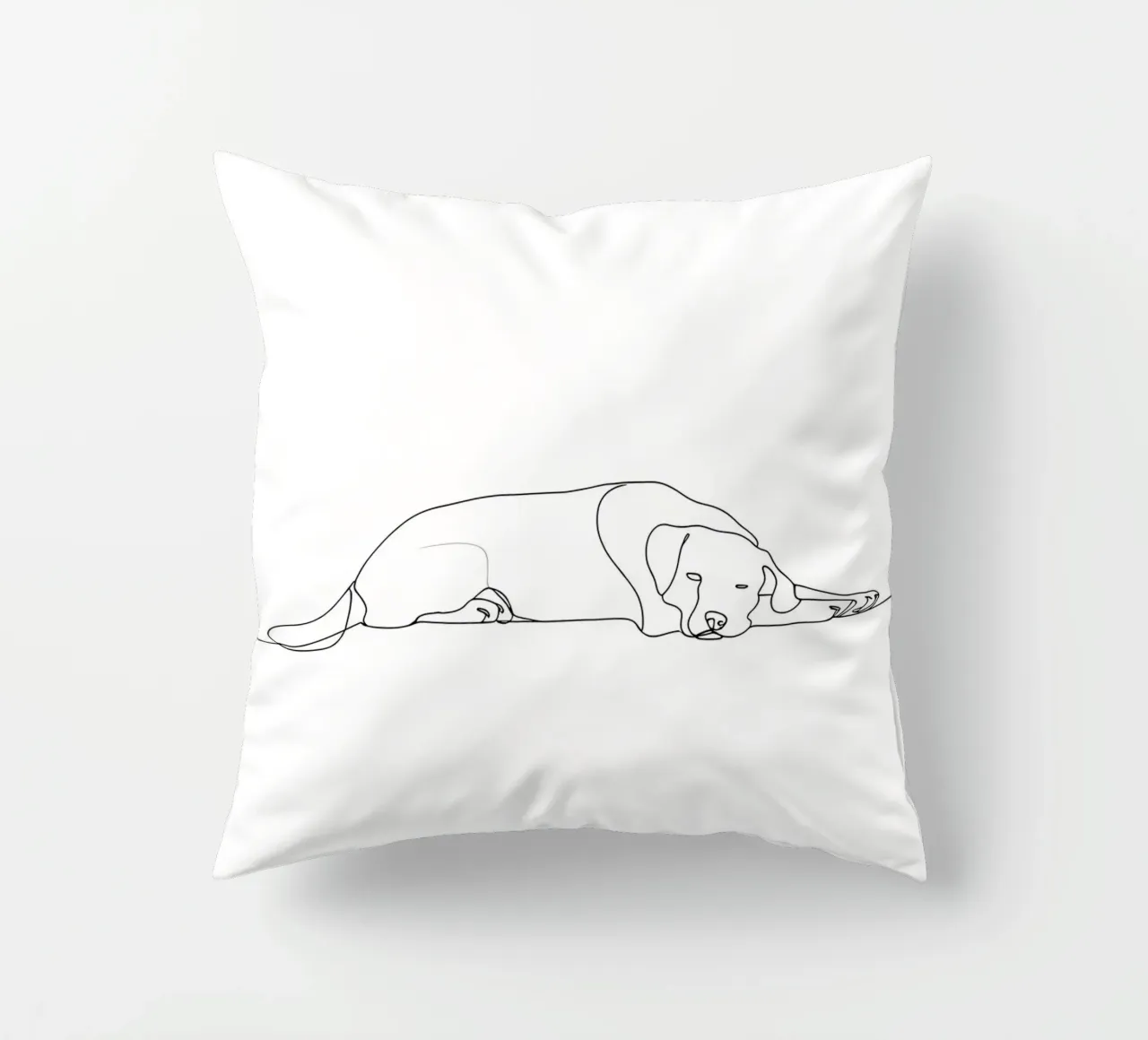 Minimalist Line Drawing of a Dog Sleeping | Modern Abstract decorative cushion by Viv Line Art
