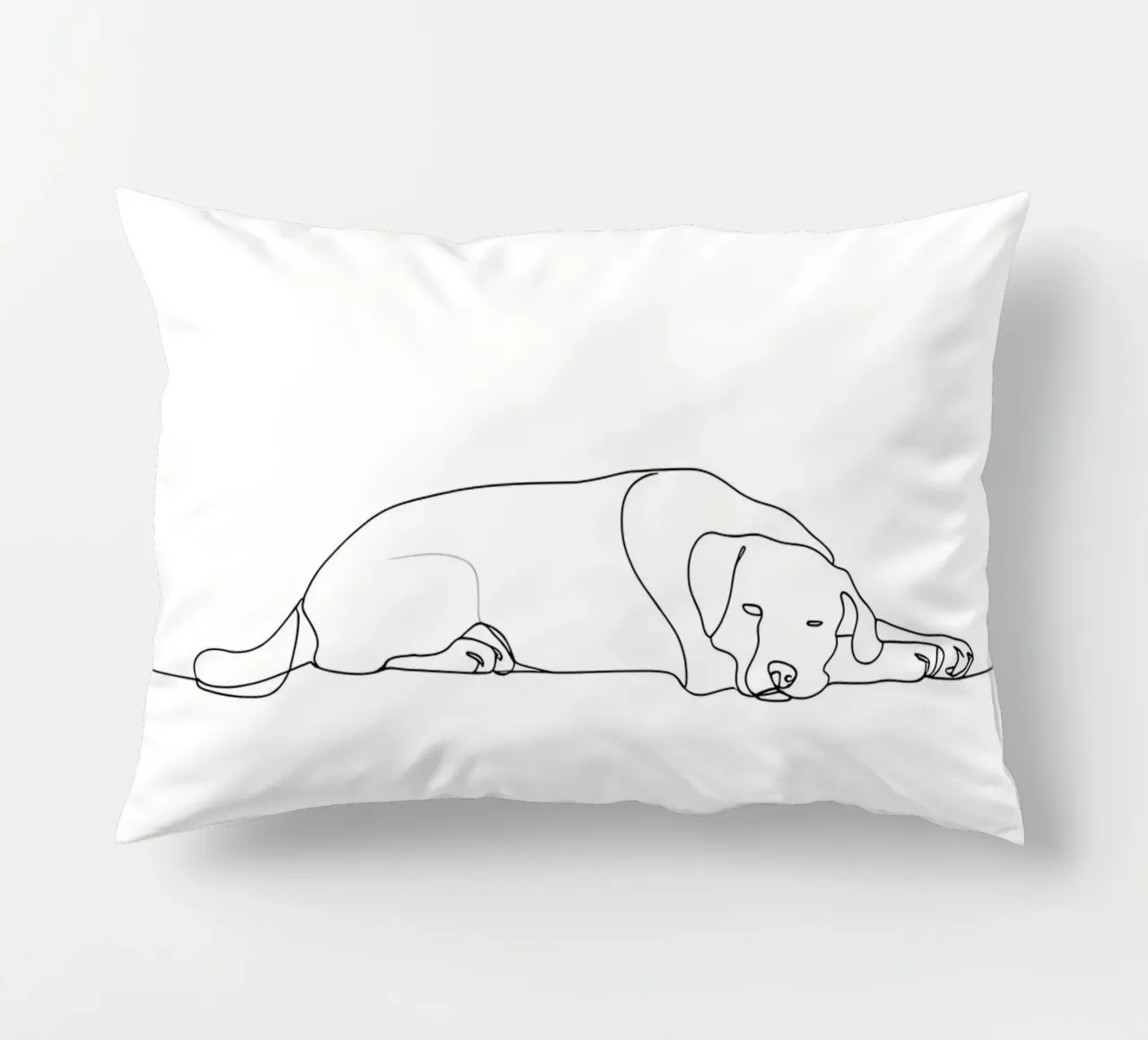 Minimalist Line Drawing of a Dog Sleeping | Modern Abstract decorative cushion by Viv Line Art