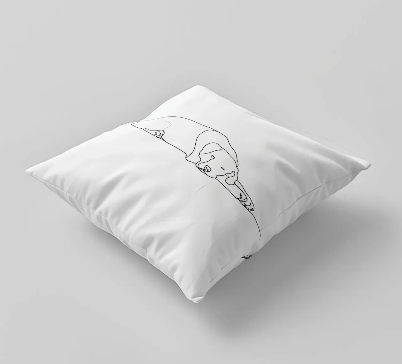 Minimalist Line Drawing of a Dog Sleeping | Modern Abstract decorative cushion by Viv Line Art