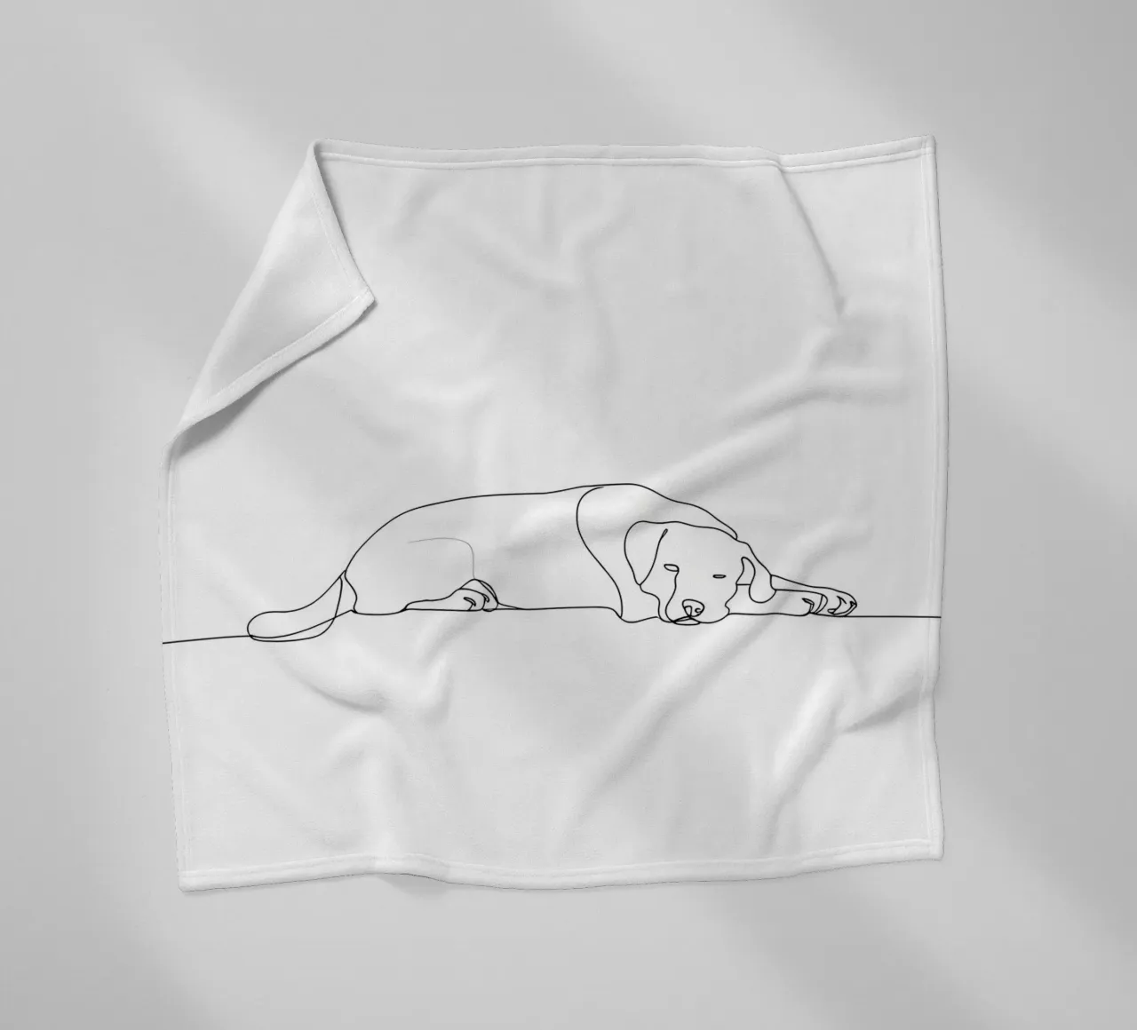 Dessin au trait minimaliste d'un chien endormi | Abstrait moderne plaid polaire de Viv Line Art