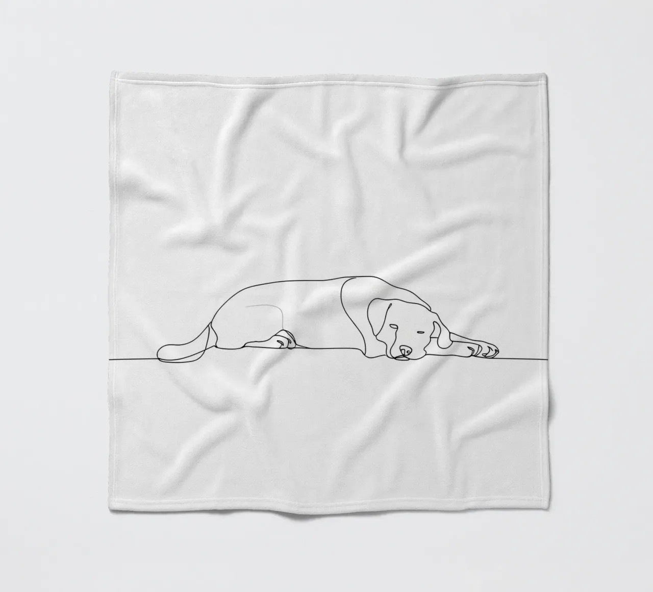 Dessin au trait minimaliste d'un chien endormi | Abstrait moderne plaid polaire de Viv Line Art