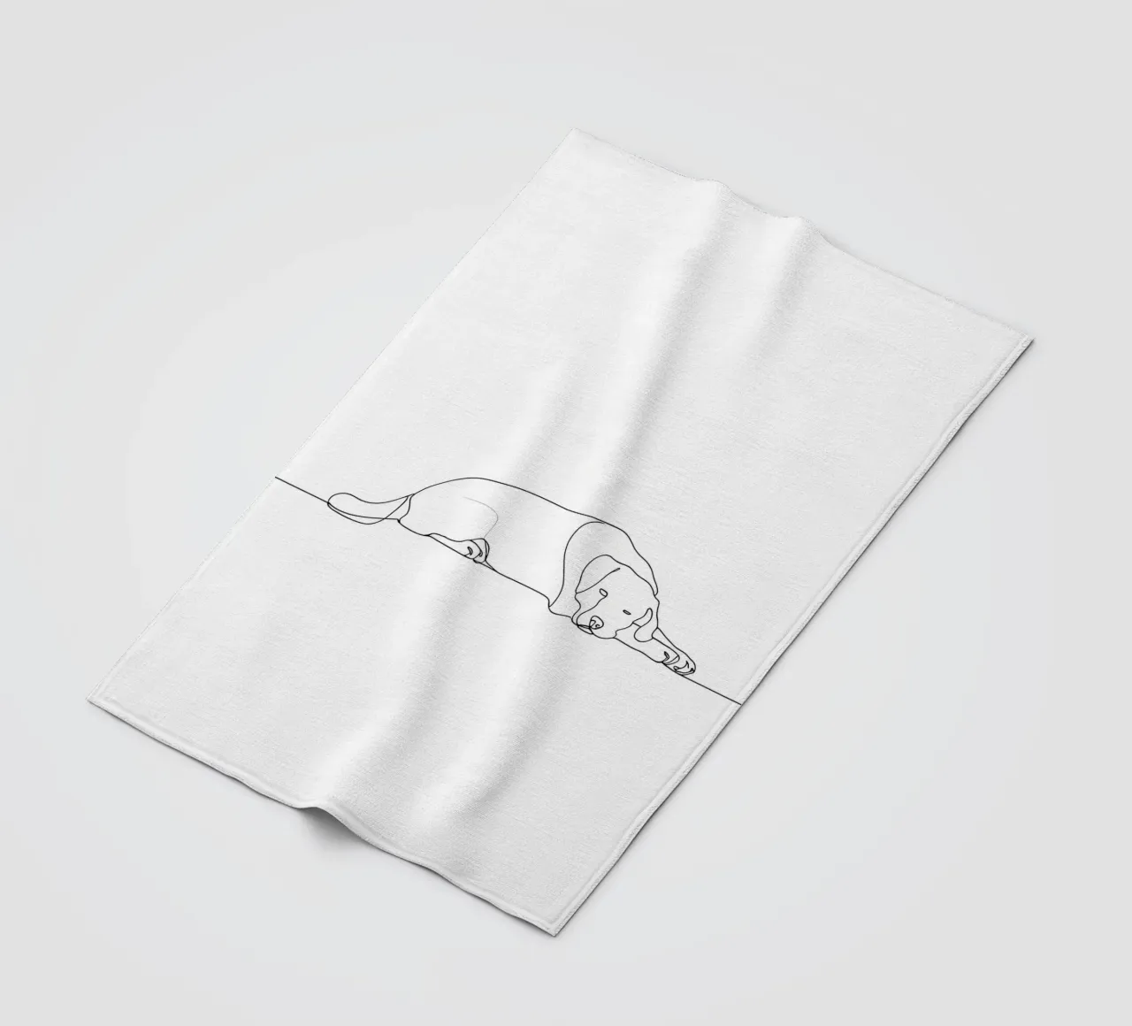Dessin au trait minimaliste d'un chien endormi | Abstrait moderne plaid polaire de Viv Line Art