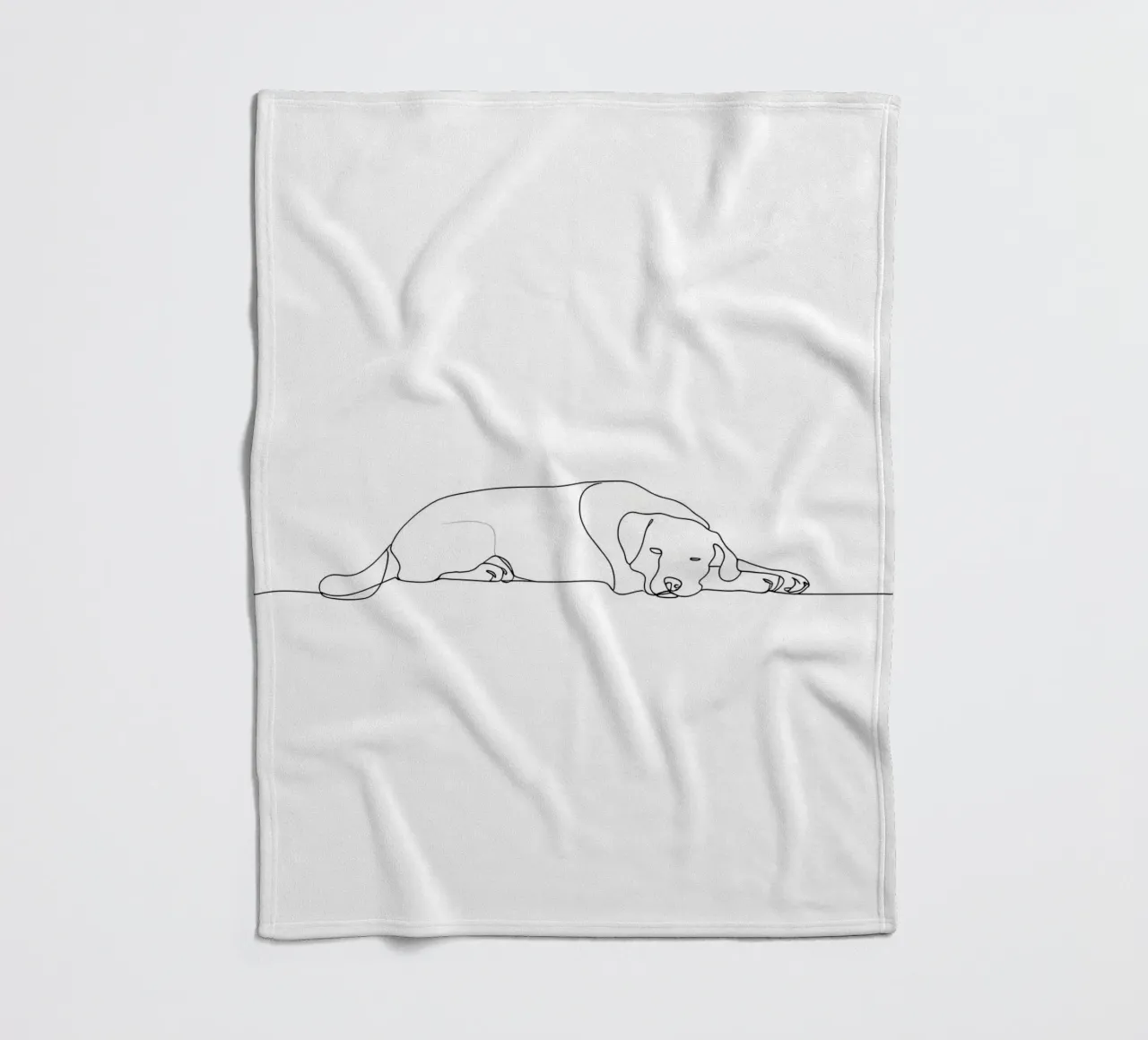 Dessin au trait minimaliste d'un chien endormi | Abstrait moderne plaid polaire de Viv Line Art