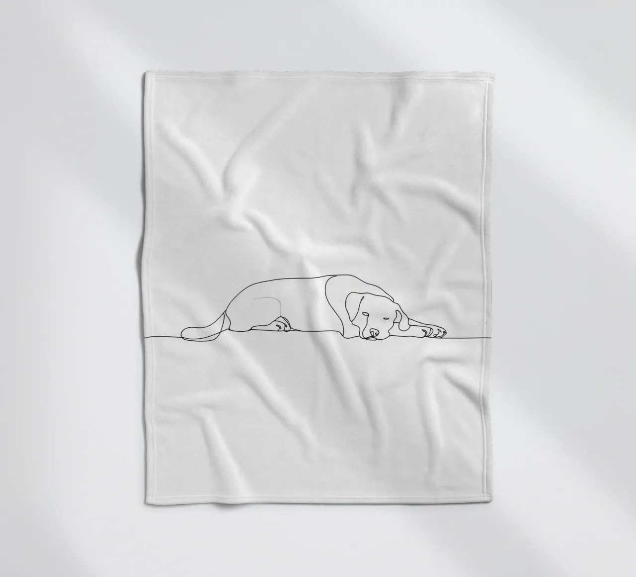 Dessin au trait minimaliste d'un chien endormi | Abstrait moderne plaid polaire de Viv Line Art