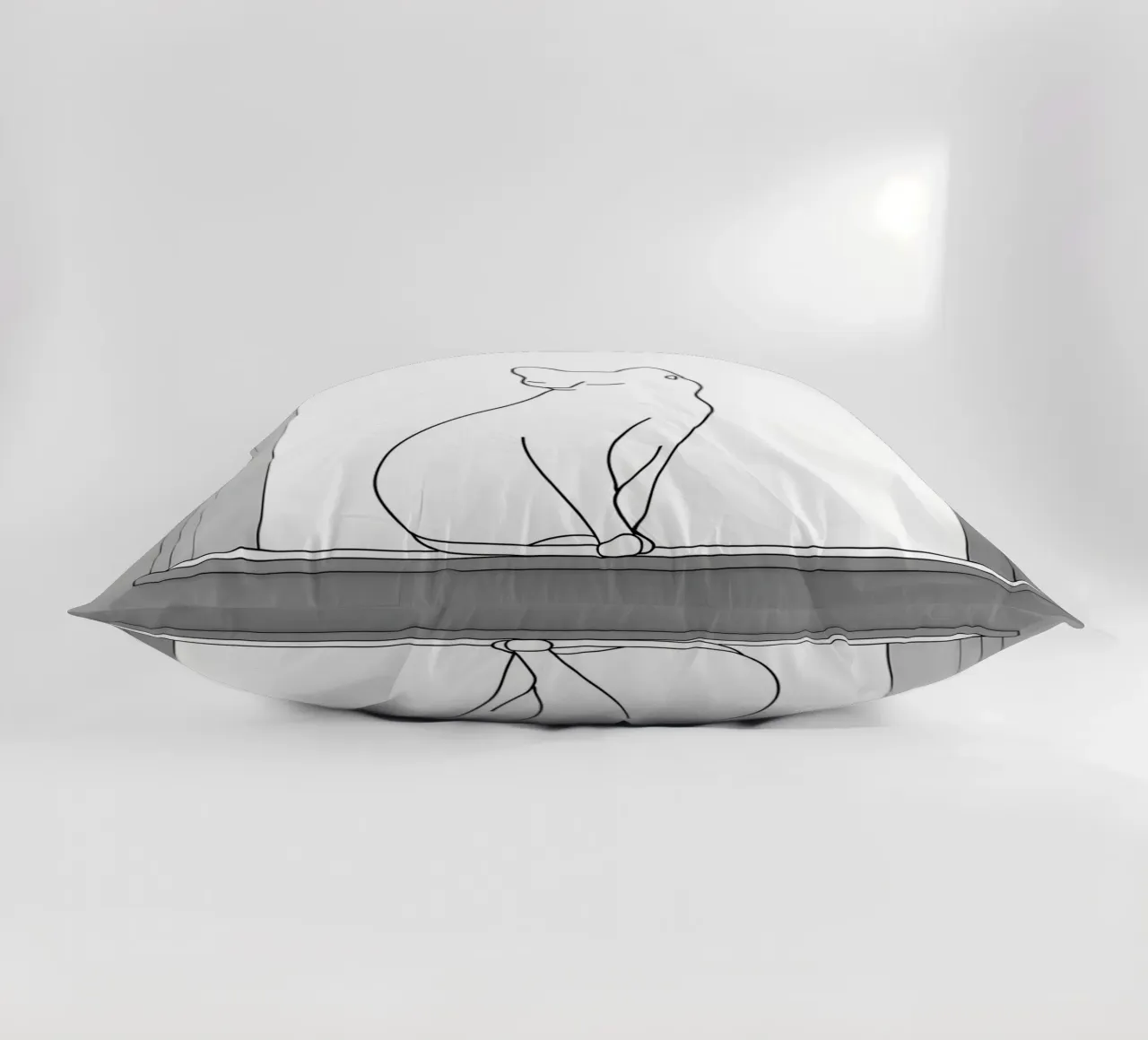 Minimalist Line Drawing of a Cat Sitting on a Window decorative cushion by Viv Line Art