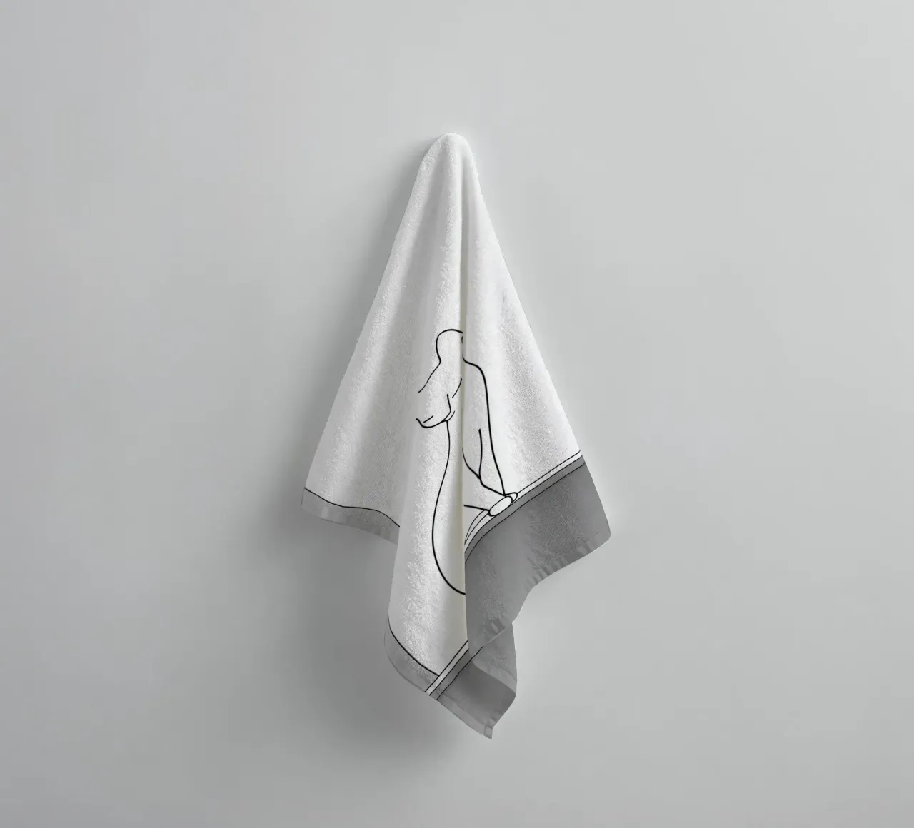 Minimalist Line Drawing of a Cat Sitting on a Window towel by Viv Line Art