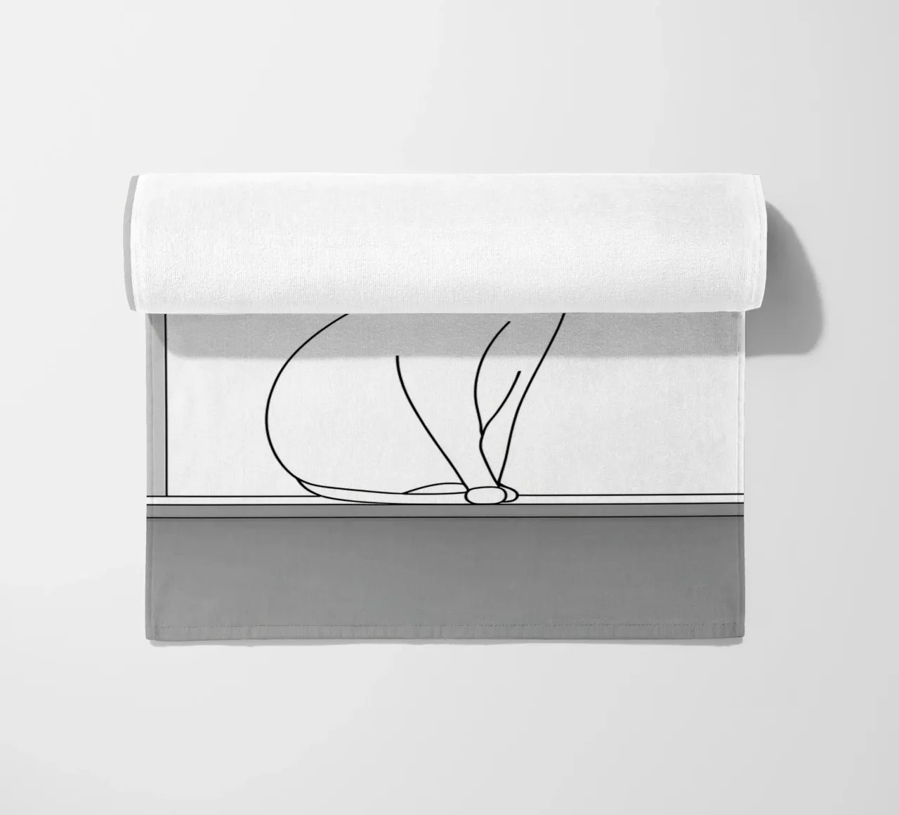 Minimalist Line Drawing of a Cat Sitting on a Window beach towel by Viv Line Art