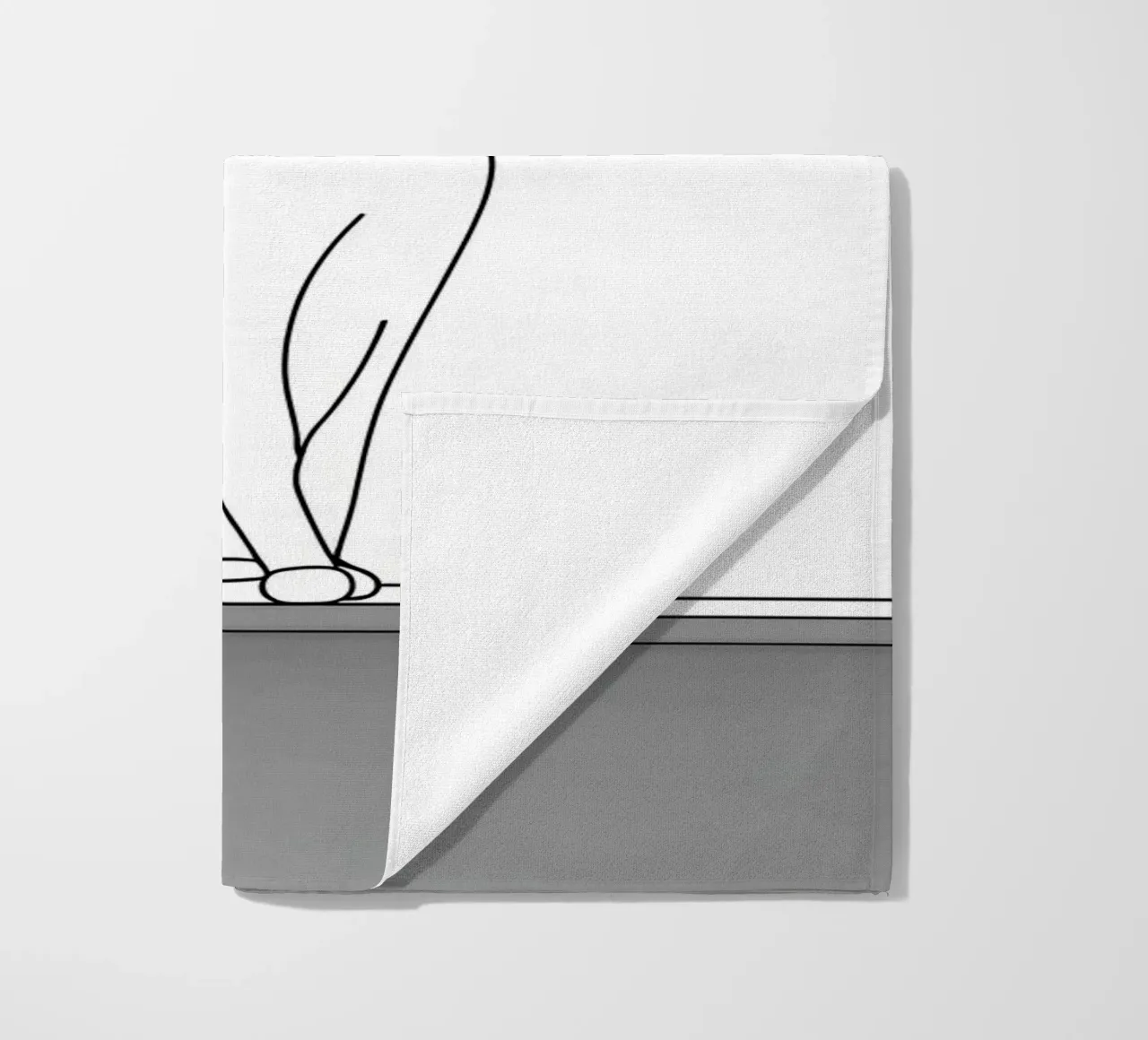 Minimalist Line Drawing of a Cat Sitting on a Window beach towel by Viv Line Art