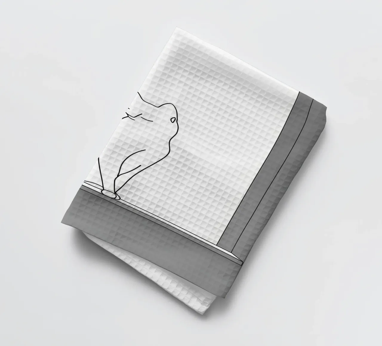 Dessin au trait minimaliste d'un chat assis sur une fenêtre torchon de Viv Line Art