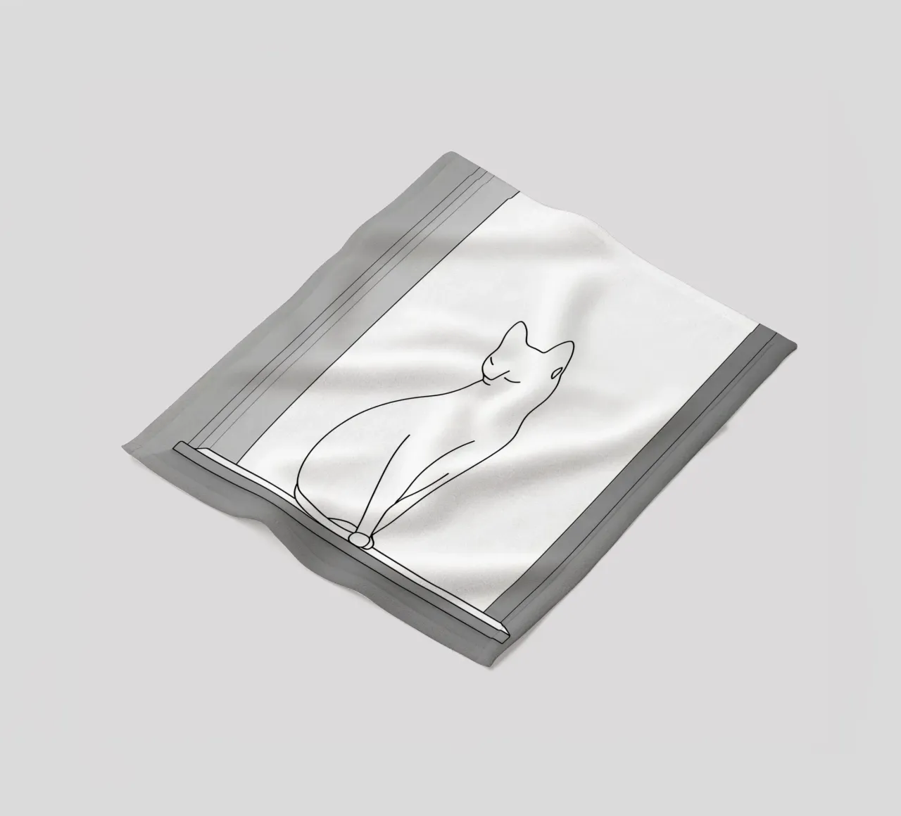 Minimalist Line Drawing of a Cat Sitting on a Window fleece blanket by Viv Line Art