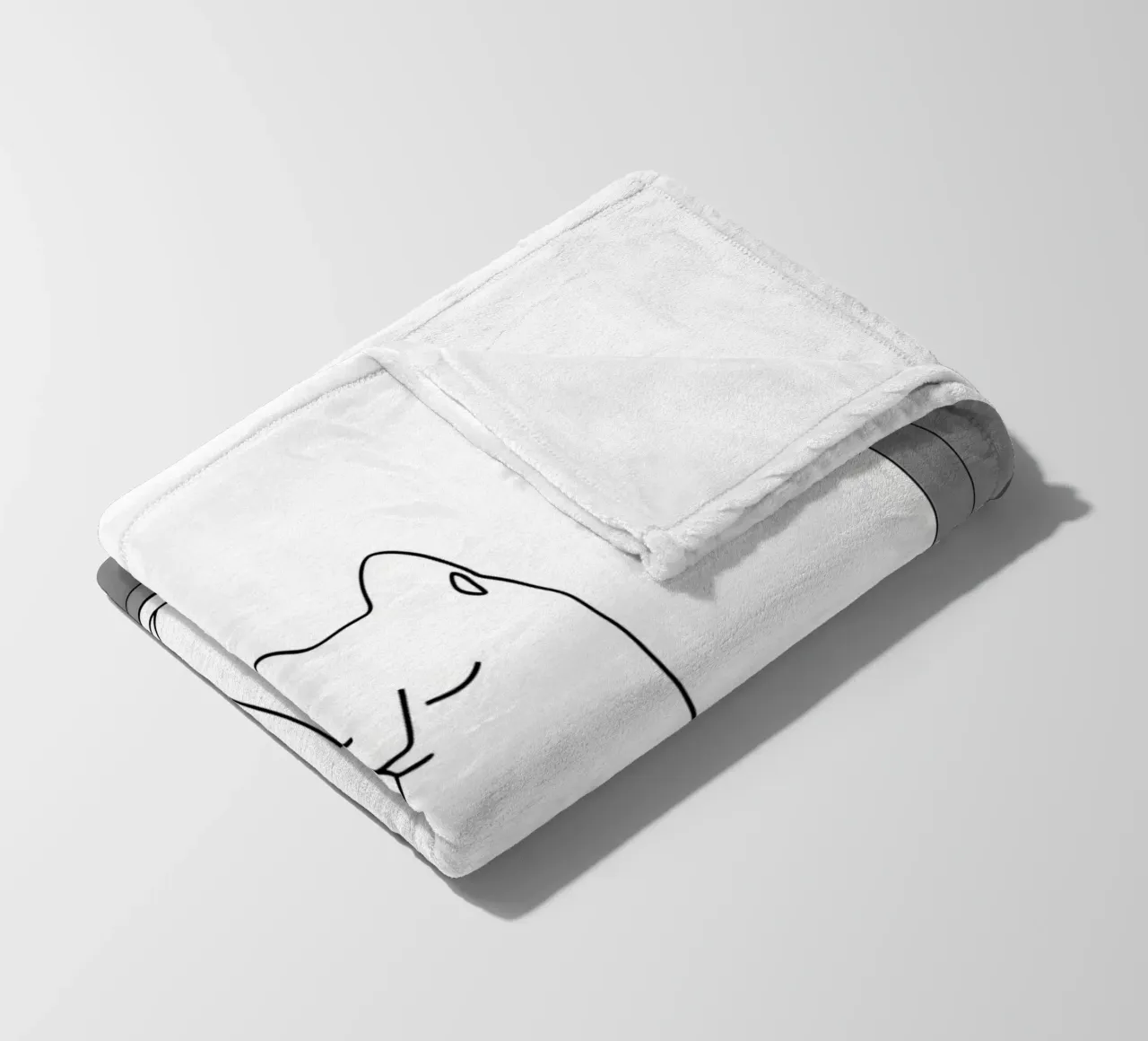 Minimalist Line Drawing of a Cat Sitting on a Window fleece blanket by Viv Line Art