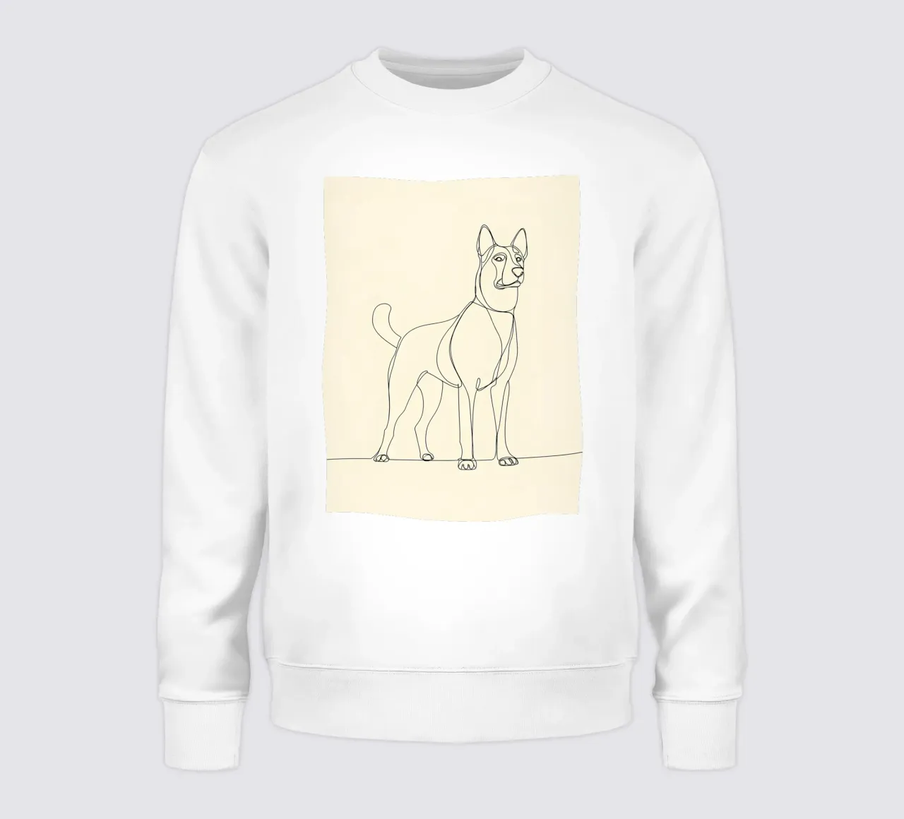 Disegno lineare minimalista di un cane in piedi | Astratto moderno felpa da Viv Line Art