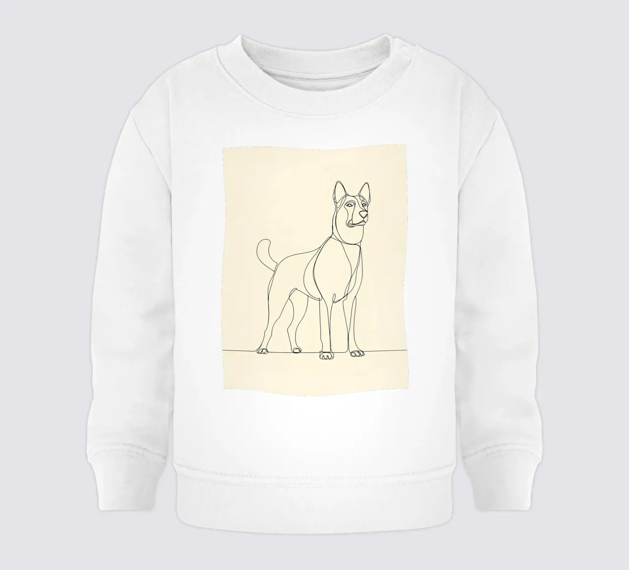 Disegno lineare minimalista di un cane in piedi | Astratto moderno felpa neonato da Viv Line Art