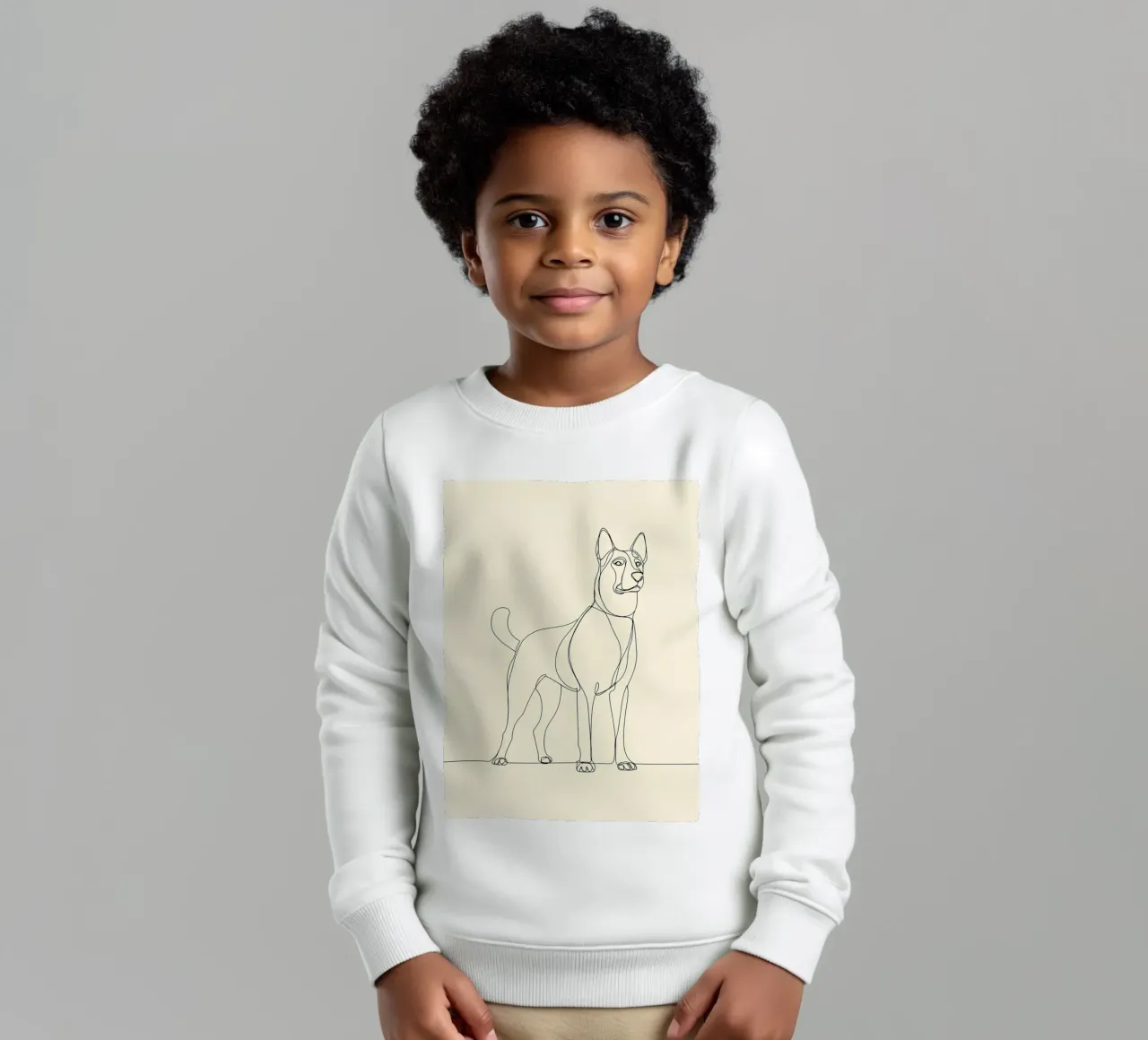 Dessin au trait minimaliste d'un chien debout | Abstrait moderne sweat enfant de Viv Line Art