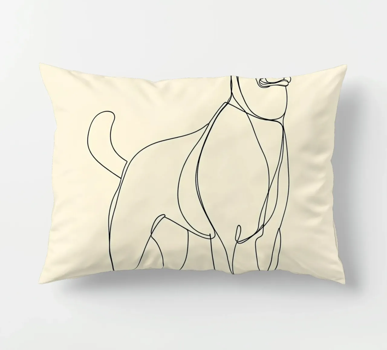 Disegno lineare minimalista di un cane in piedi | Astratto moderno cuscino da Viv Line Art