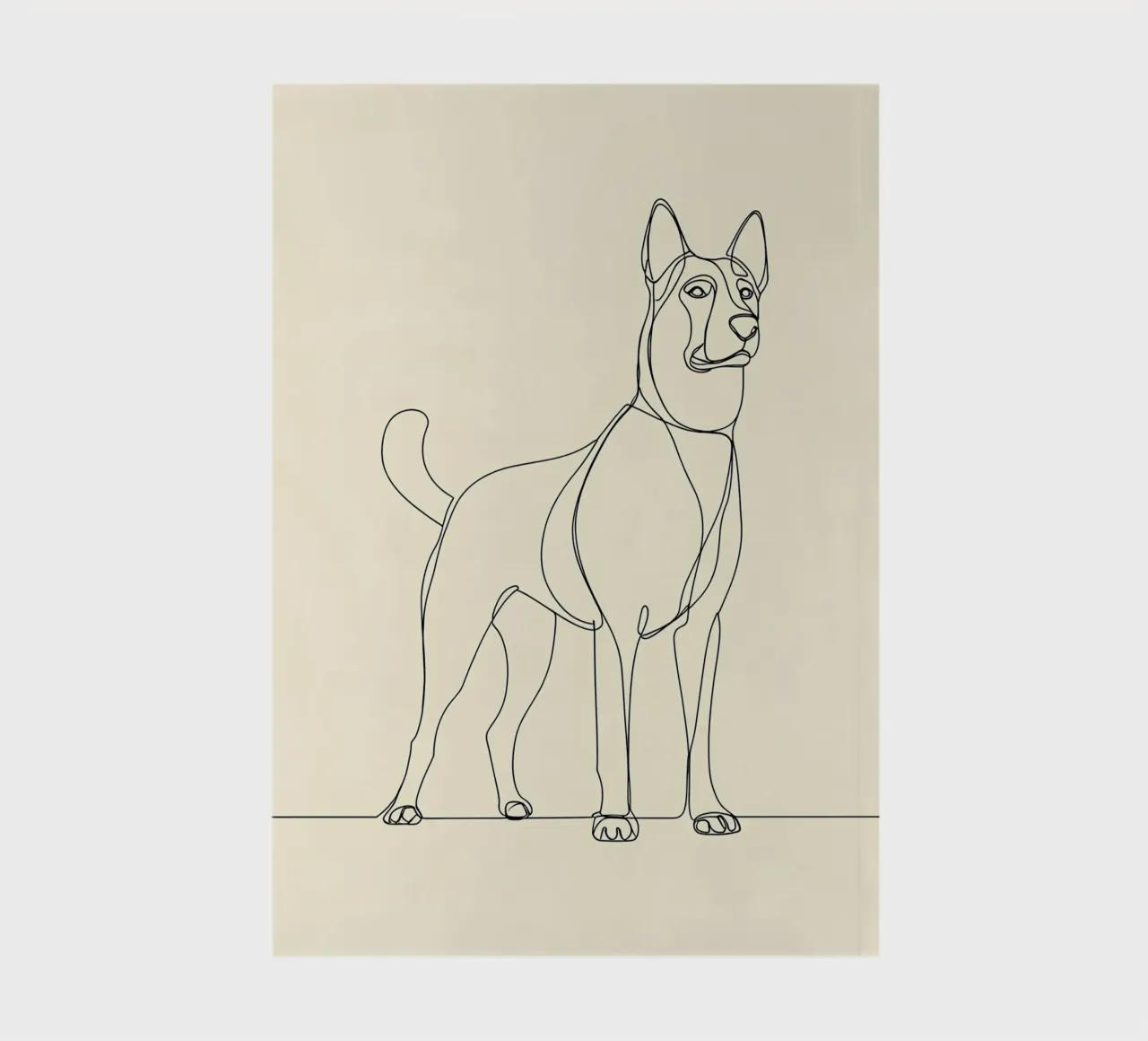 Minimalist Line Drawing of a Dog Standing | Modern Abstract notebook by Viv Line Art