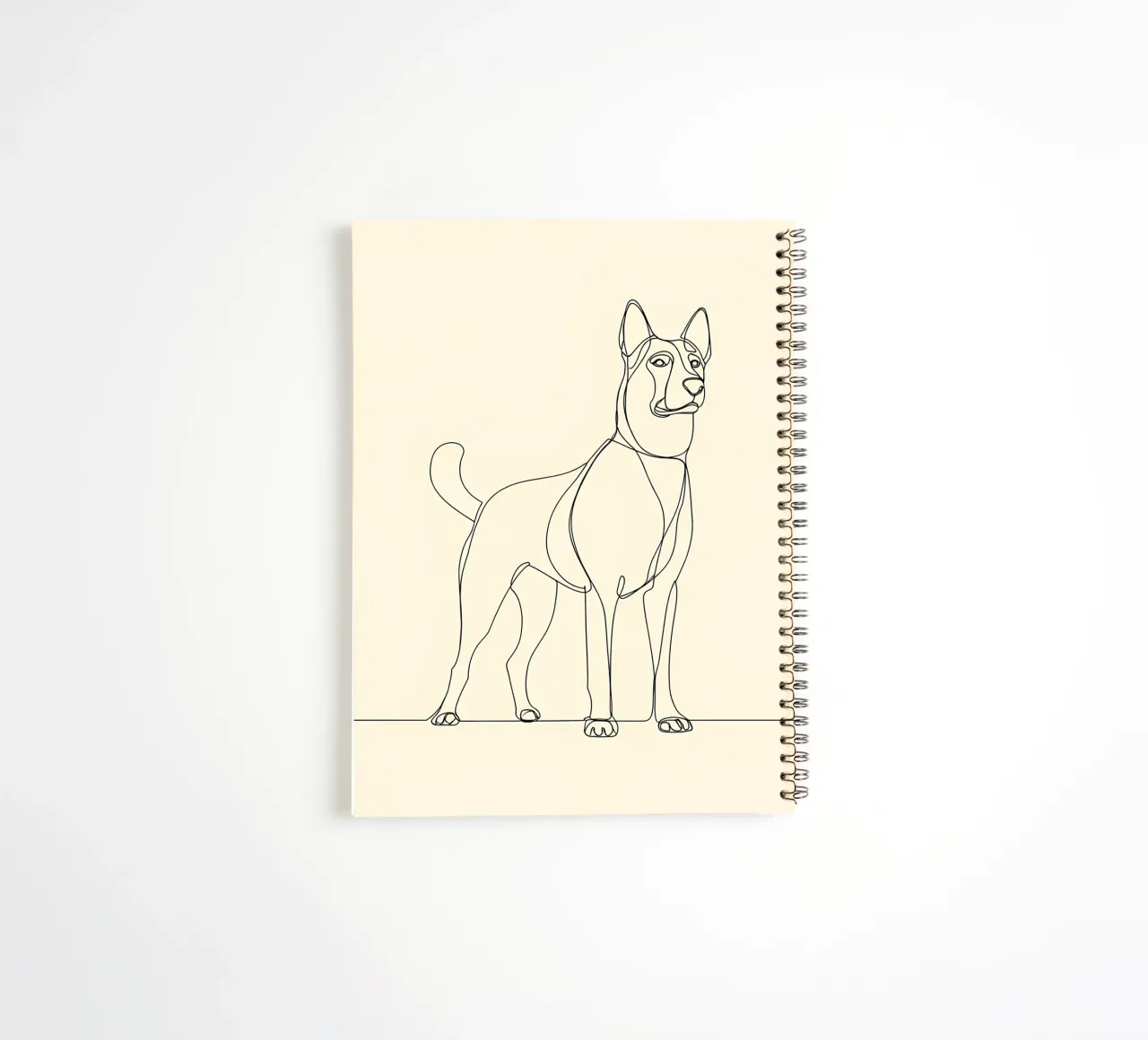 Minimalist Line Drawing of a Dog Standing | Modern Abstract spiral notebook by Viv Line Art