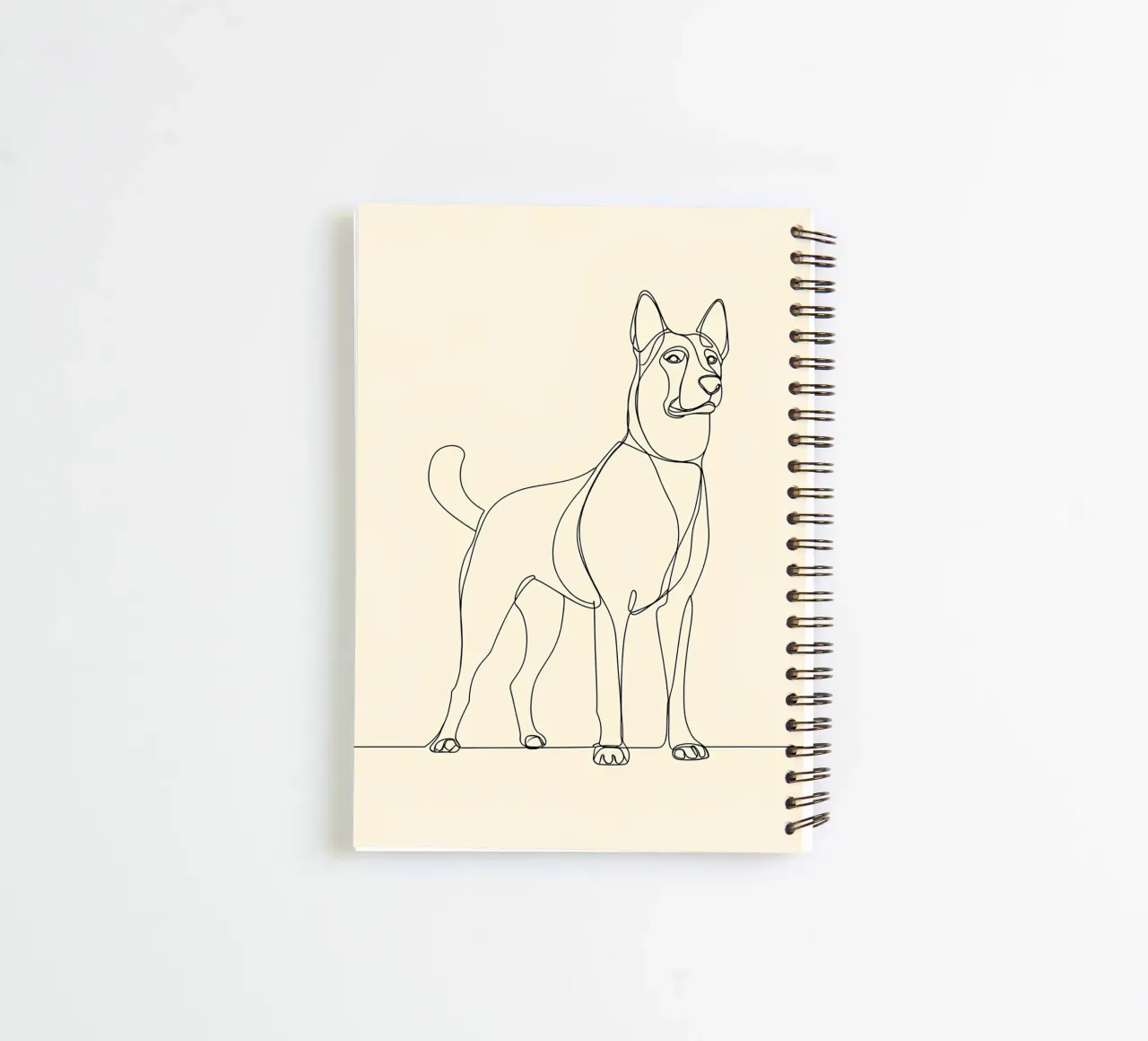 Minimalist Line Drawing of a Dog Standing | Modern Abstract spiral notebook by Viv Line Art