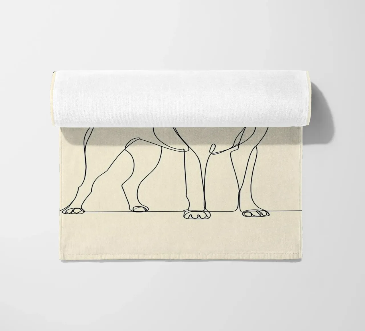 Dessin au trait minimaliste d'un chien debout | Abstrait moderne serviette de plage de Viv Line Art