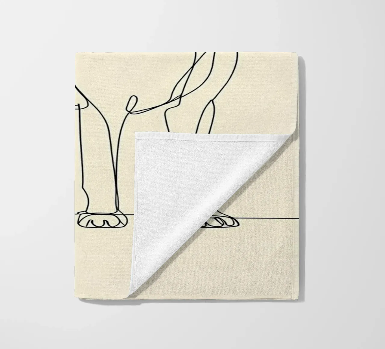 Dessin au trait minimaliste d'un chien debout | Abstrait moderne serviette de plage de Viv Line Art
