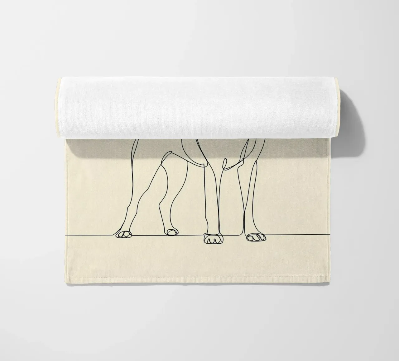 Dessin au trait minimaliste d'un chien debout | Abstrait moderne serviette de plage de Viv Line Art