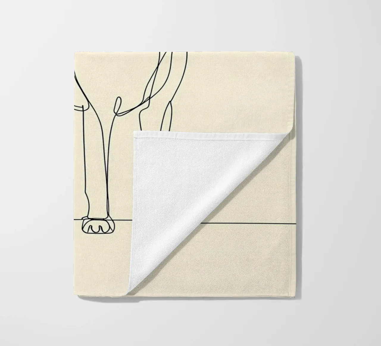 Dessin au trait minimaliste d'un chien debout | Abstrait moderne serviette de plage de Viv Line Art