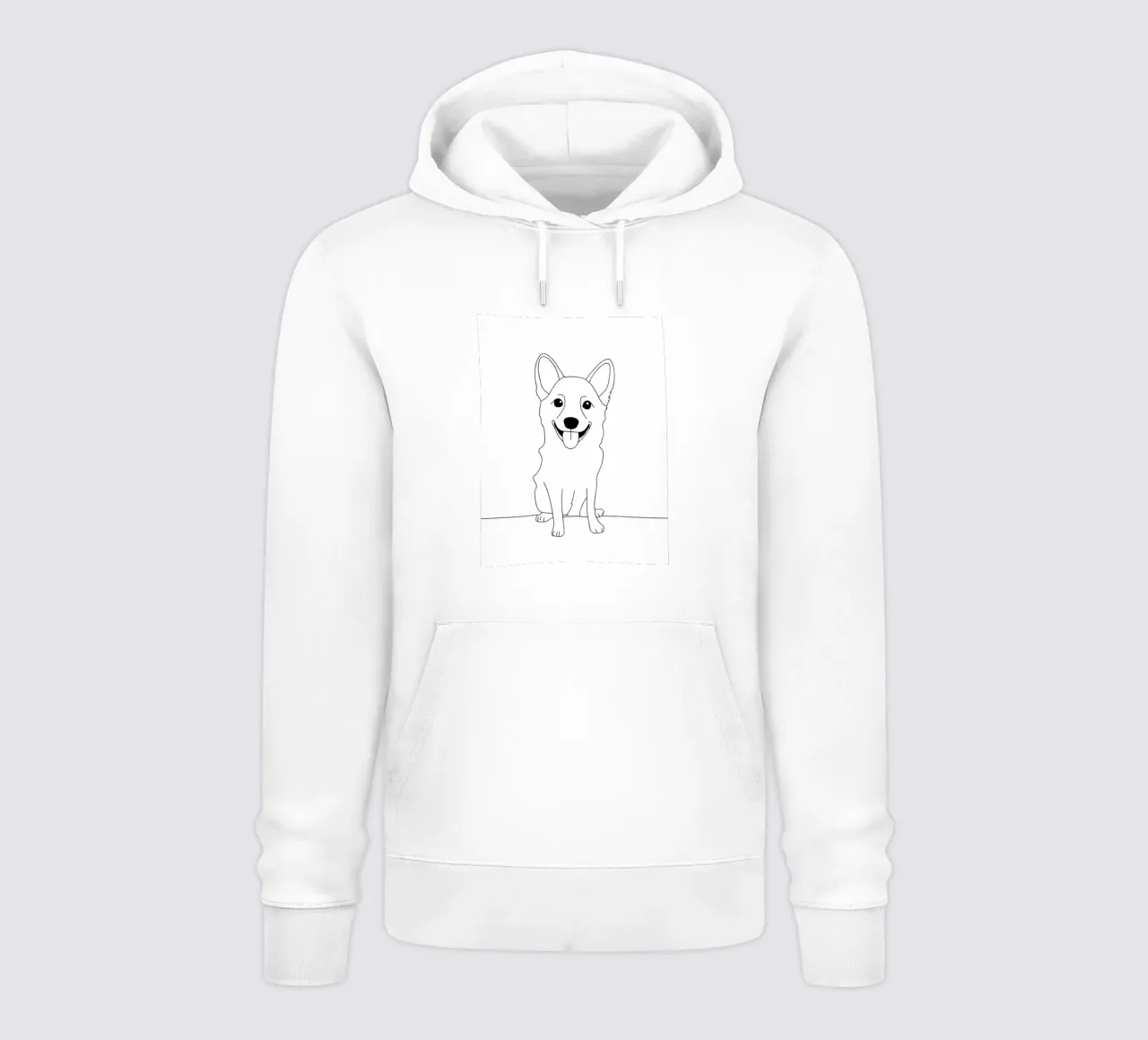 Disegno lineare minimalista di un cane felice | Arte astratta moderna felpa con cappuccio da Viv Line Art