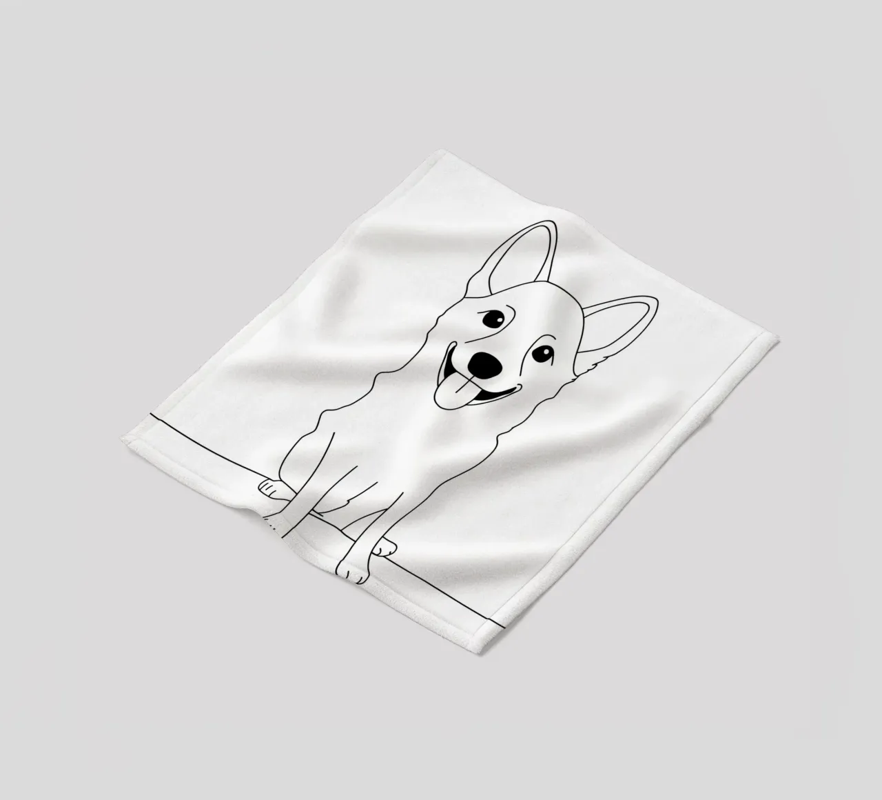 Minimalist Line Drawing of a Happy Dog | Modern Abstract Art fleece blanket by Viv Line Art