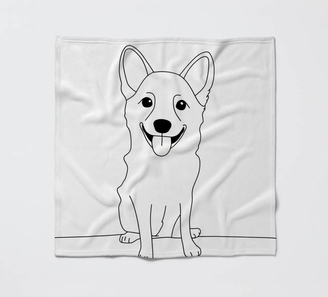 Minimalist Line Drawing of a Happy Dog | Modern Abstract Art fleece blanket by Viv Line Art