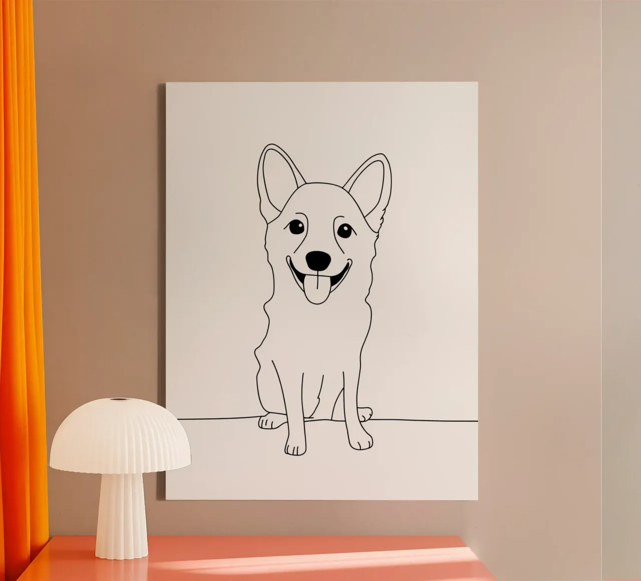 Minimalist Line Drawing of a Happy Dog | Modern Abstract Art canvas by Viv Line Art