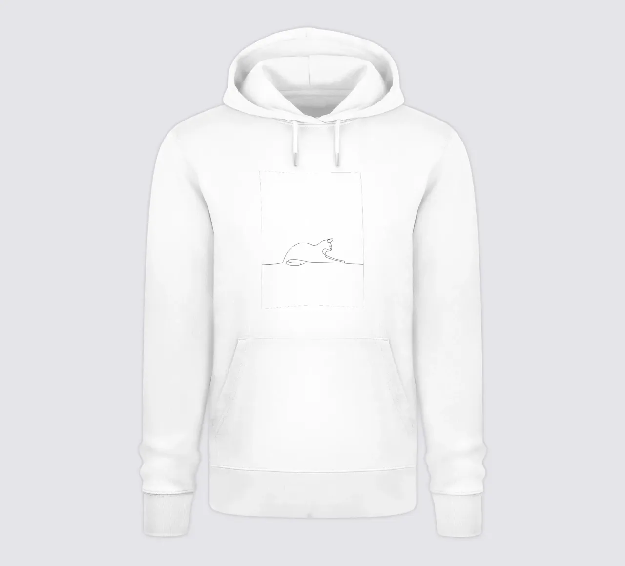 Dibujo Lineal Minimalista de un Gato Flexionando | Abstracto Moderno A sudadera con capucha de Viv Line Art