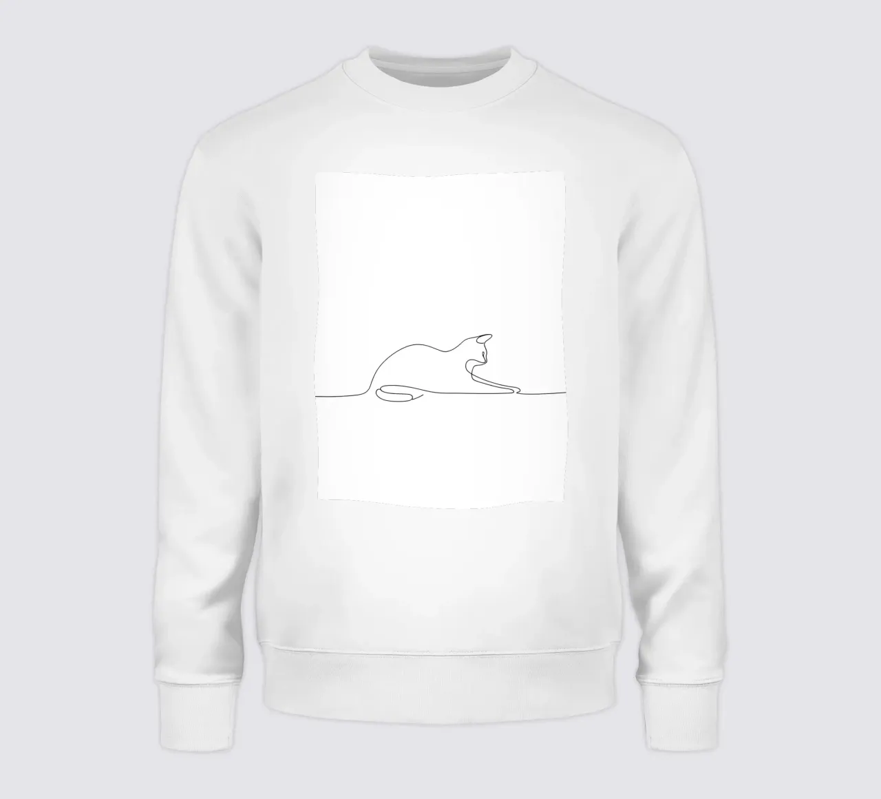 Minimalist Line Drawing of a Cat Flexing | Modern Abstract A sweatshirt by Viv Line Art