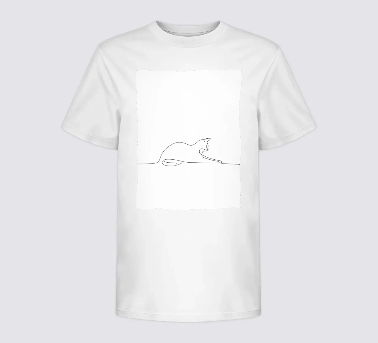 Minimalistische lijntekening van een kat Flexing | Modern Abstract A kinder t-shirt van Viv Line Art