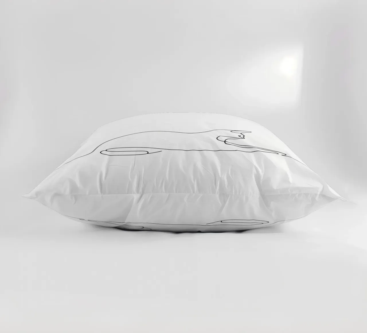 Minimalist Line Drawing of a Cat Flexing | Modern Abstract A decorative cushion by Viv Line Art