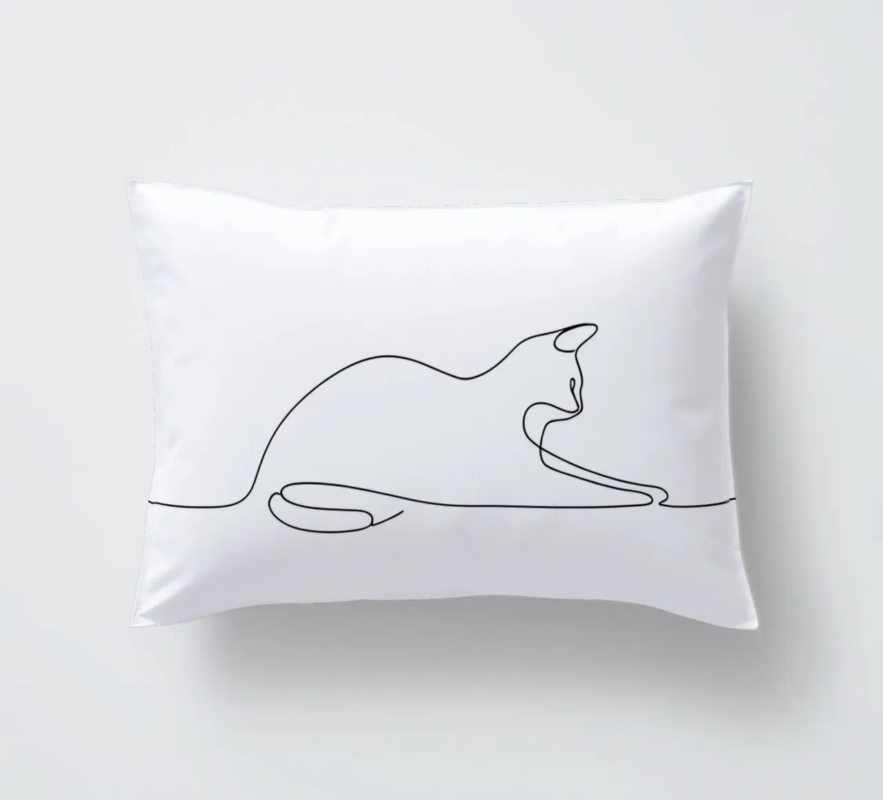 Minimalist Line Drawing of a Cat Flexing | Modern Abstract A decorative cushion by Viv Line Art