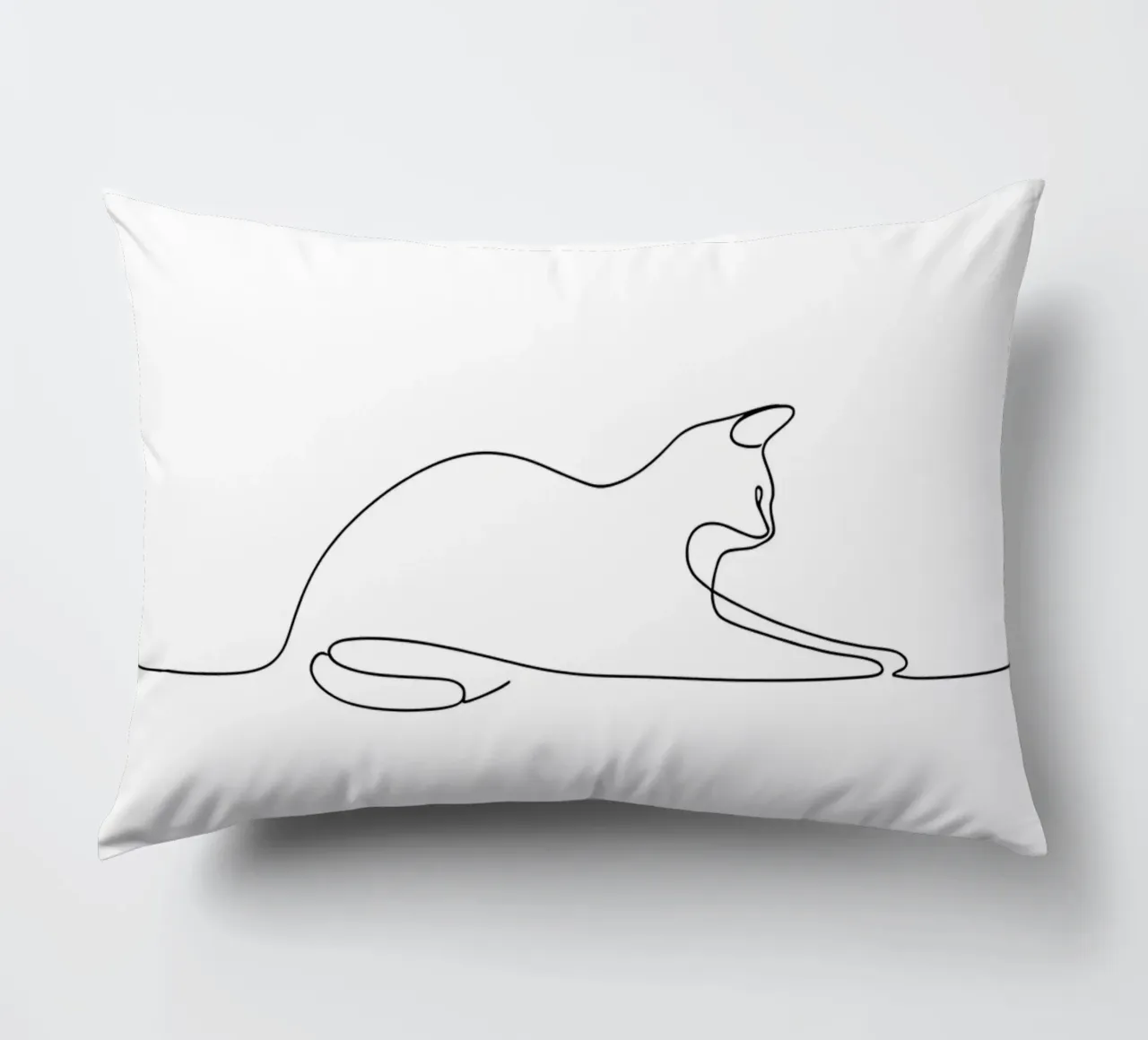 Minimalist Line Drawing of a Cat Flexing | Modern Abstract A decorative cushion by Viv Line Art