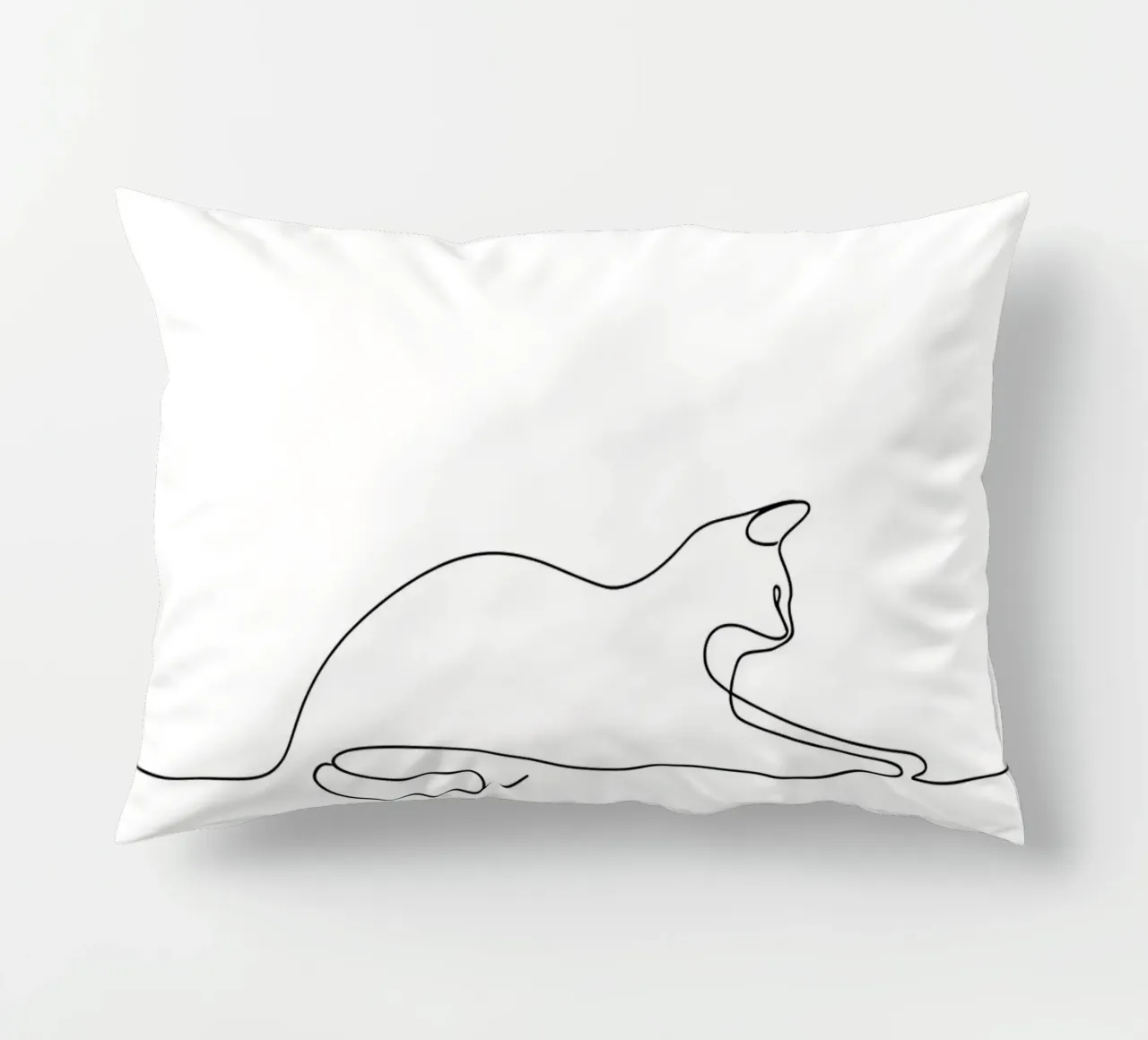 Minimalist Line Drawing of a Cat Flexing | Modern Abstract A decorative cushion by Viv Line Art