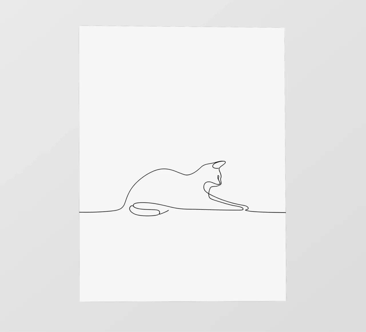 Minimalist Line Drawing of a Cat Flexing | Modern Abstract A pvc cover by Viv Line Art