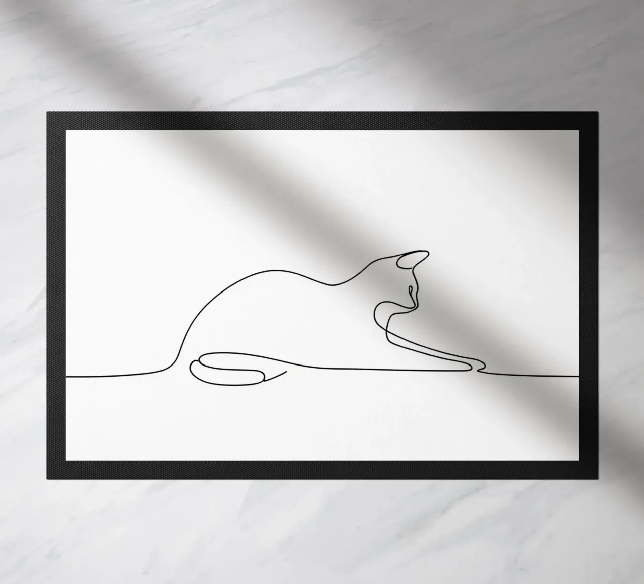 Minimalist Line Drawing of a Cat Flexing | Modern Abstract A doormat by Viv Line Art