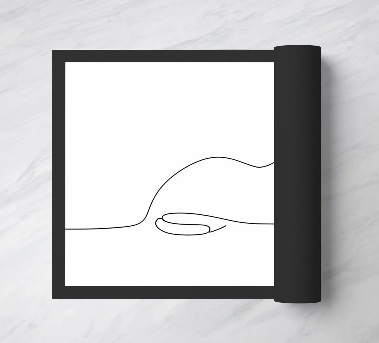 Minimalist Line Drawing of a Cat Flexing | Modern Abstract A doormat by Viv Line Art
