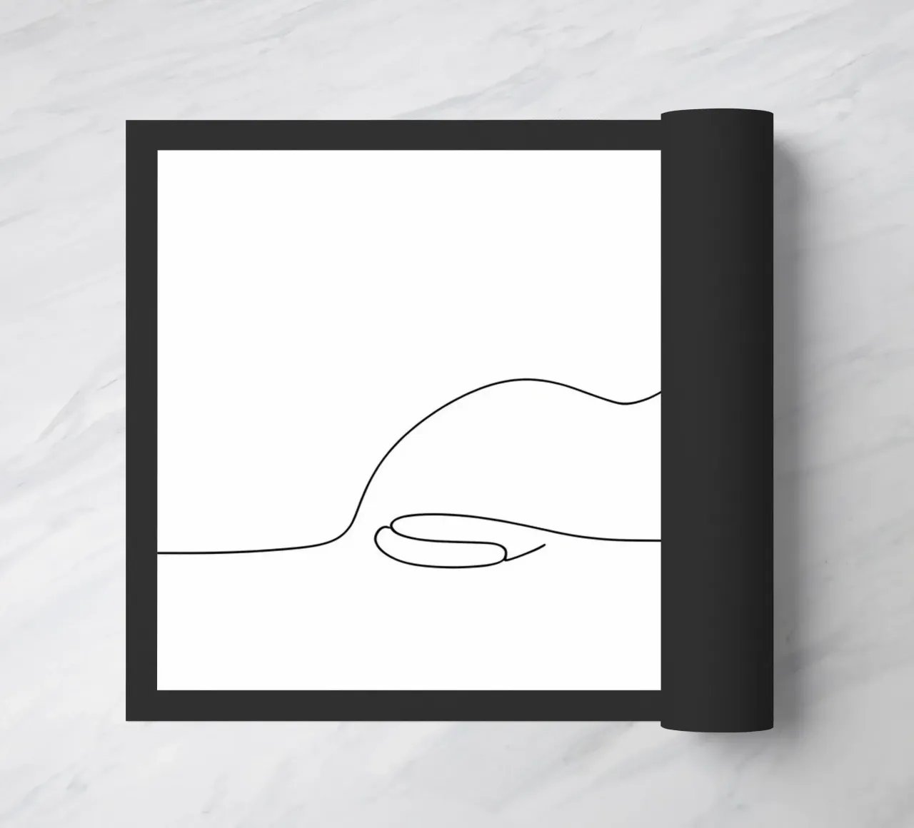 Minimalist Line Drawing of a Cat Flexing | Modern Abstract A doormat by Viv Line Art