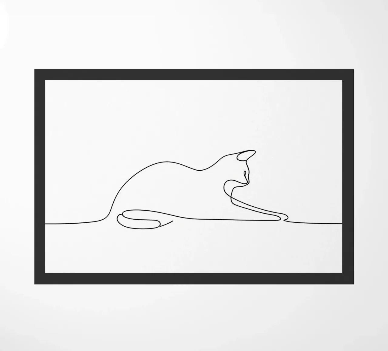 Minimalist Line Drawing of a Cat Flexing | Modern Abstract A doormat by Viv Line Art