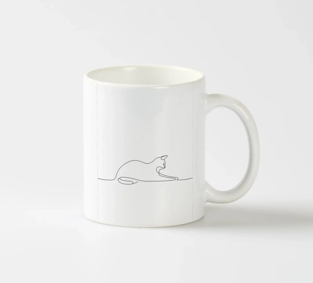 Minimalistische Strichzeichnung einer Katze Flexing | Modern Abstract A Keramik Tasse von Viv Line Art
