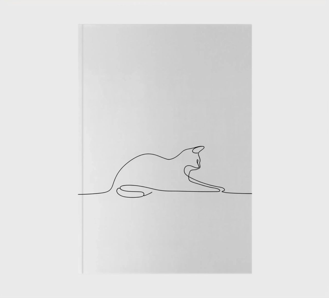 Minimalist Line Drawing of a Cat Flexing | Modern Abstract A notebook by Viv Line Art