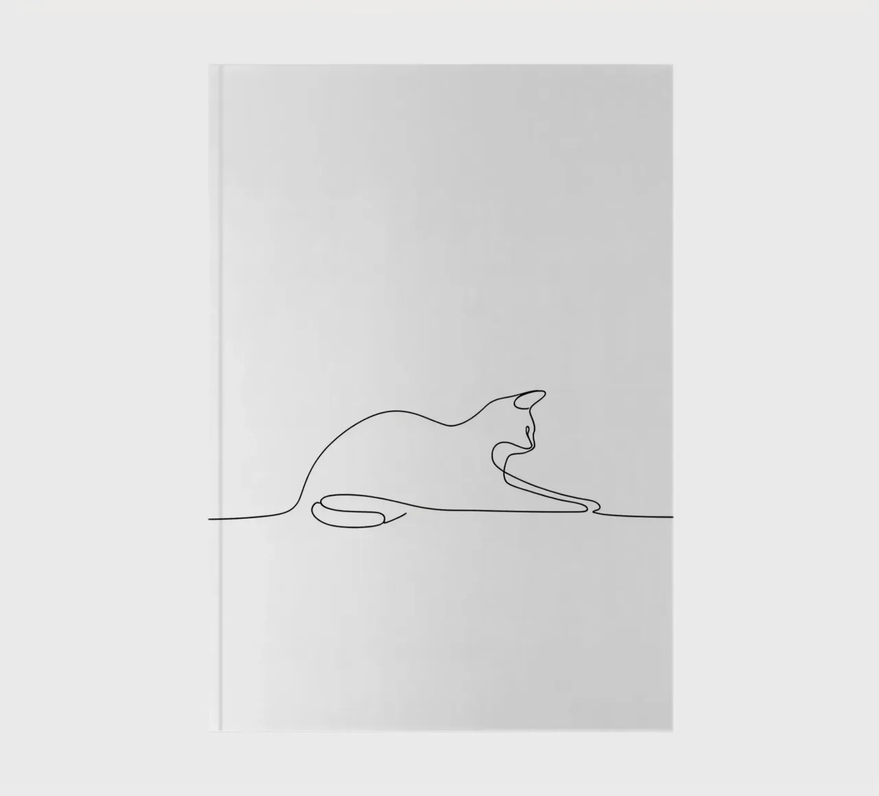 Minimalist Line Drawing of a Cat Flexing | Modern Abstract A notebook by Viv Line Art