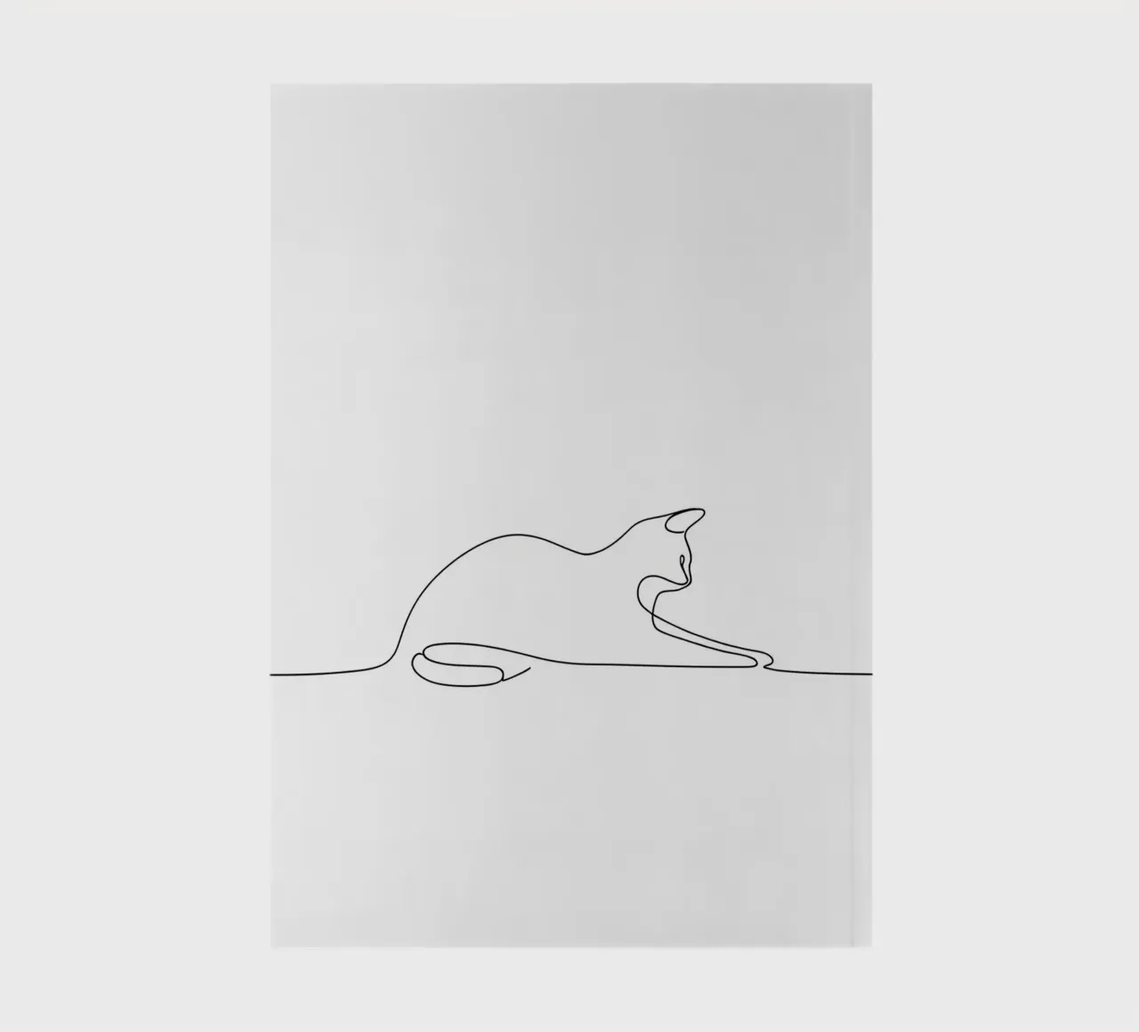 Minimalistische Strichzeichnung einer Katze Flexing | Modern Abstract A Notizbuch von Viv Line Art