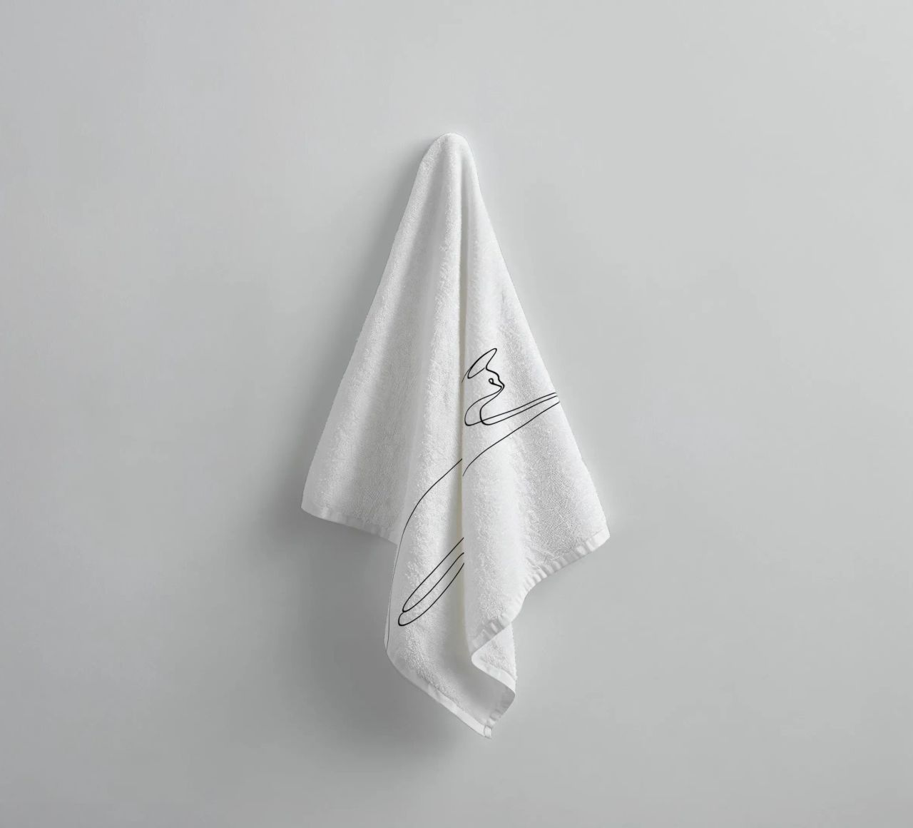 Minimalist Line Drawing of a Cat Flexing | Modern Abstract A towel by Viv Line Art