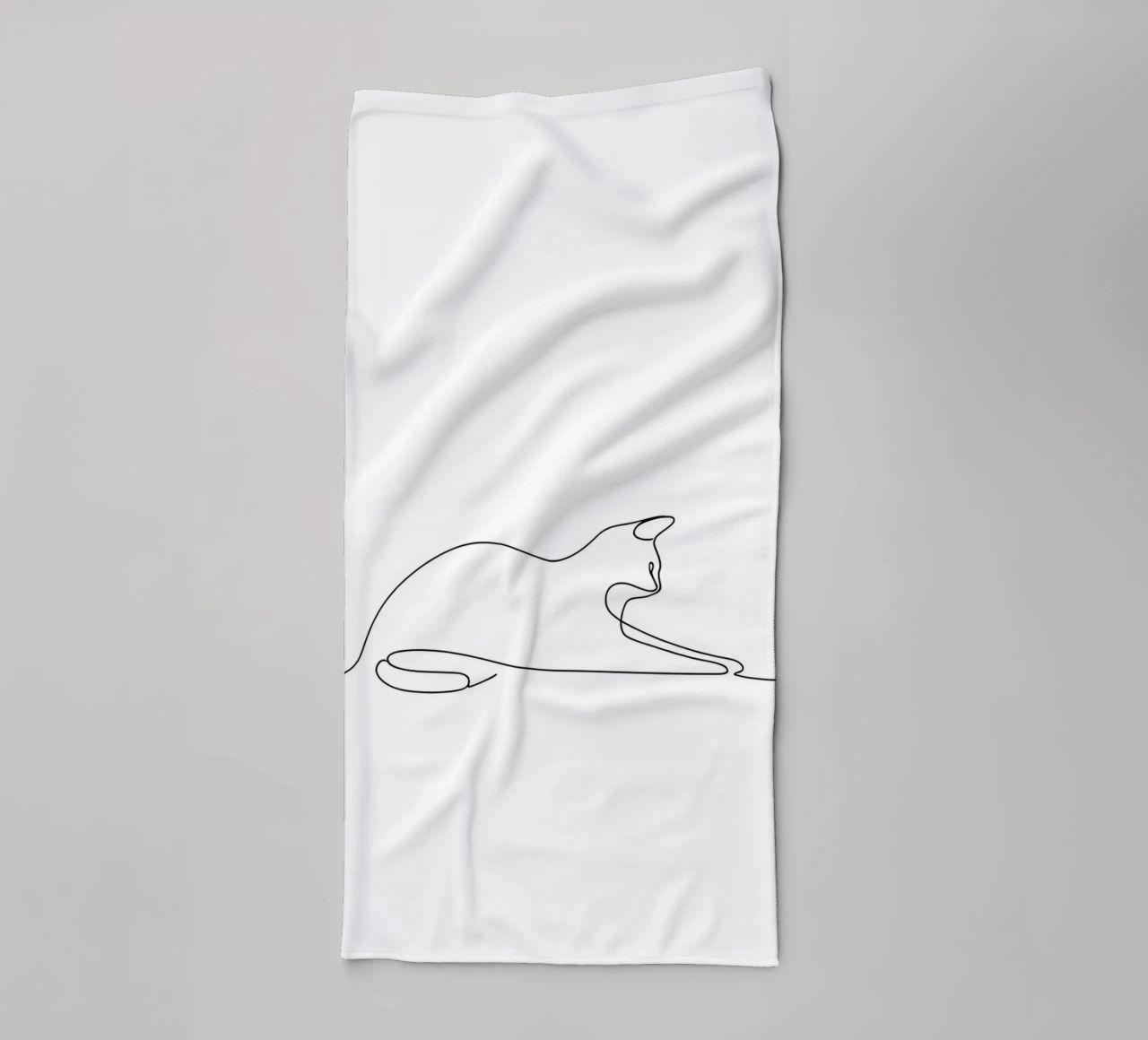 Minimalist Line Drawing of a Cat Flexing | Modern Abstract A towel by Viv Line Art