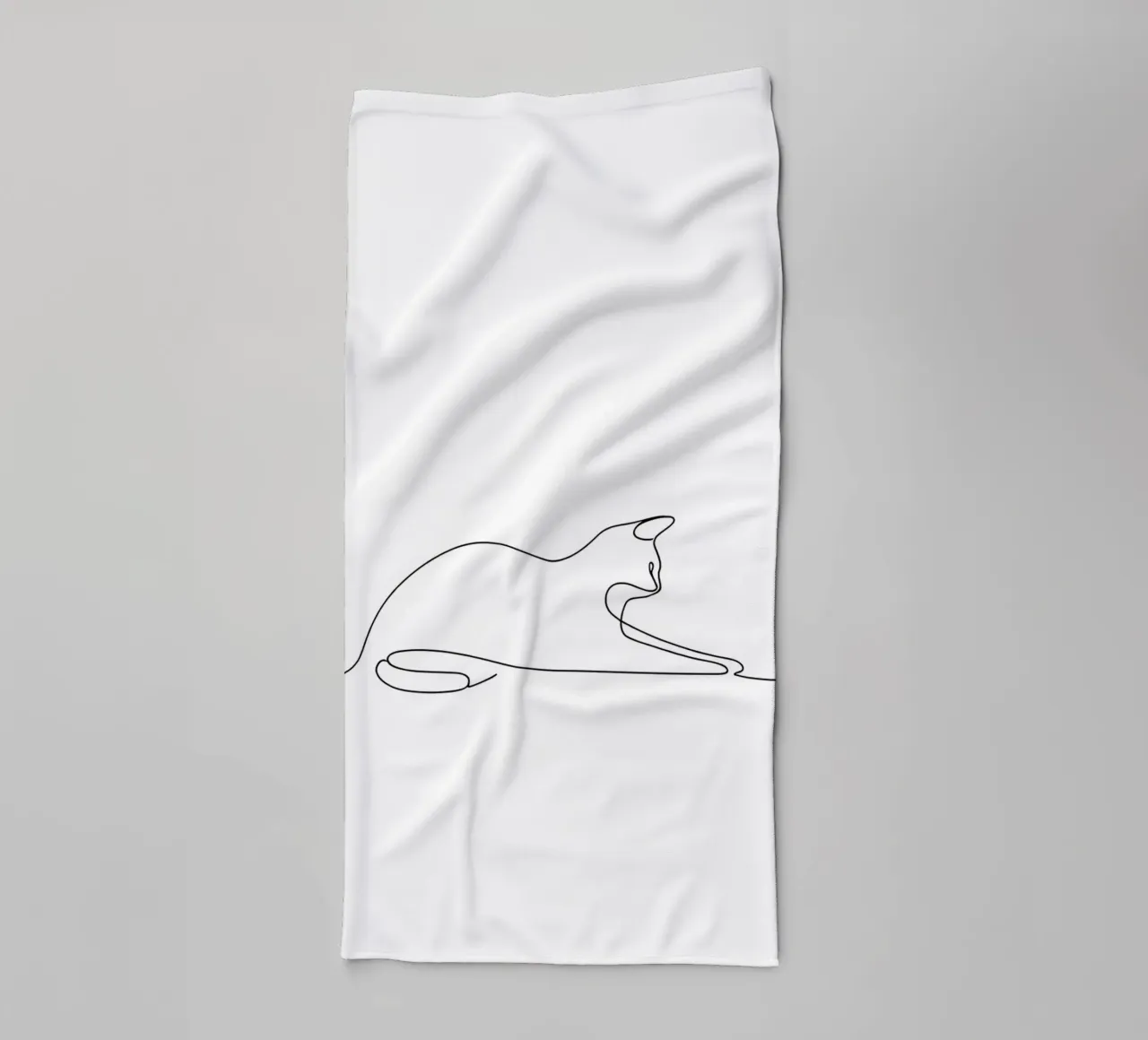 Minimalistische Strichzeichnung einer Katze Flexing | Modern Abstract A Handtuch von Viv Line Art